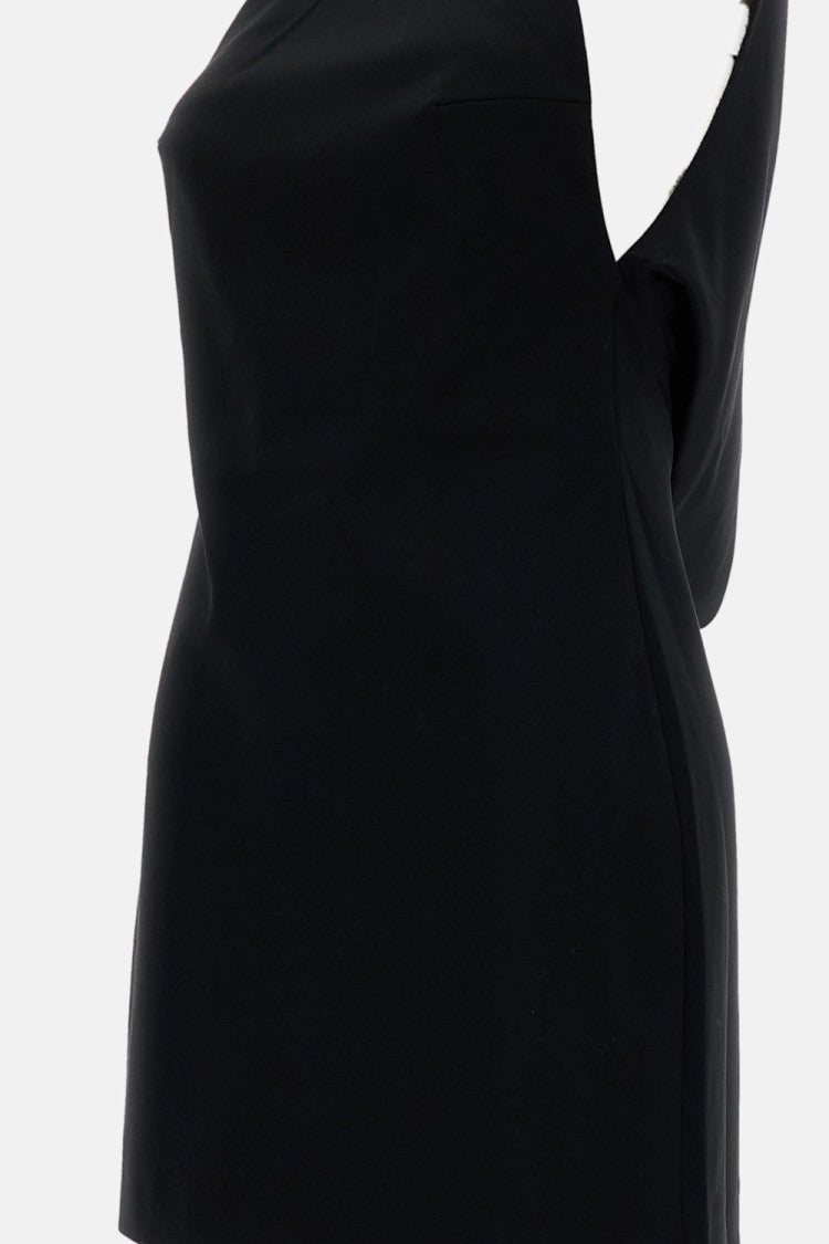 The Andamane Black Carmen Satin-Effect Open-Back Stretch Mini Dress