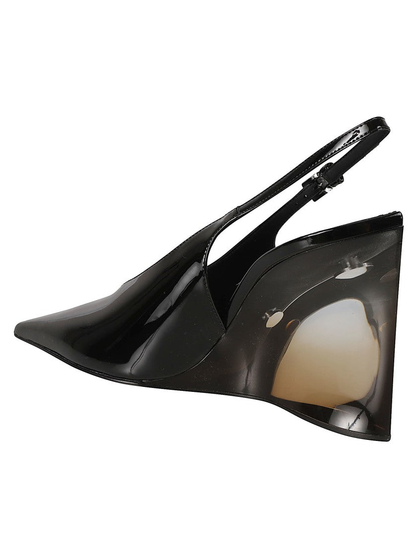 Alaïa Pointed-Toe Slingback Pumps With Translucent Wedge Heel
