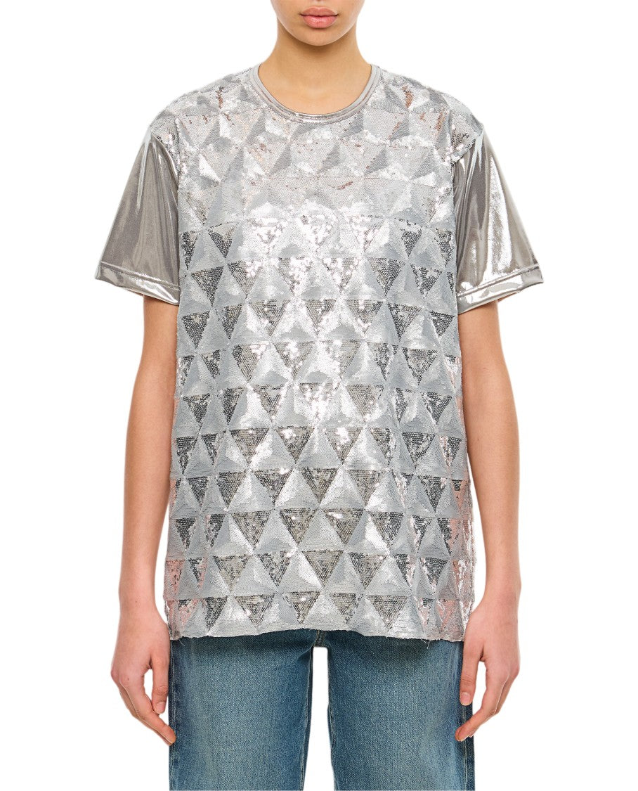 Junya Watanabe Geometric Sequin-Embellished Crew-Neck T-Shirt