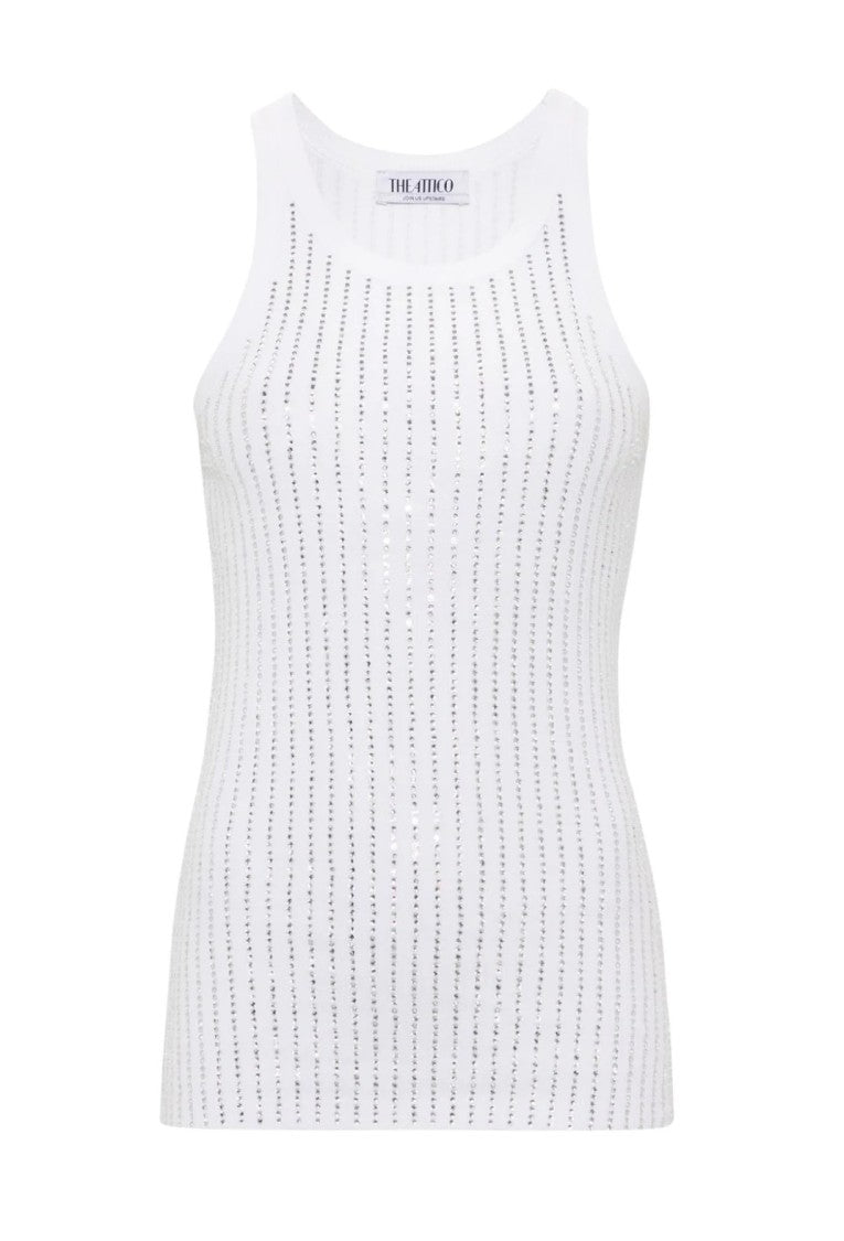 The Attico Fitted Ribbed Cotton Top With Design