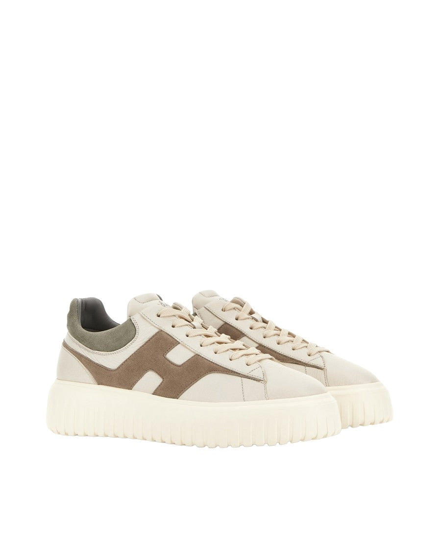 Hogan Low-Top Sneakers In Textured Calfskin And Suede Panels