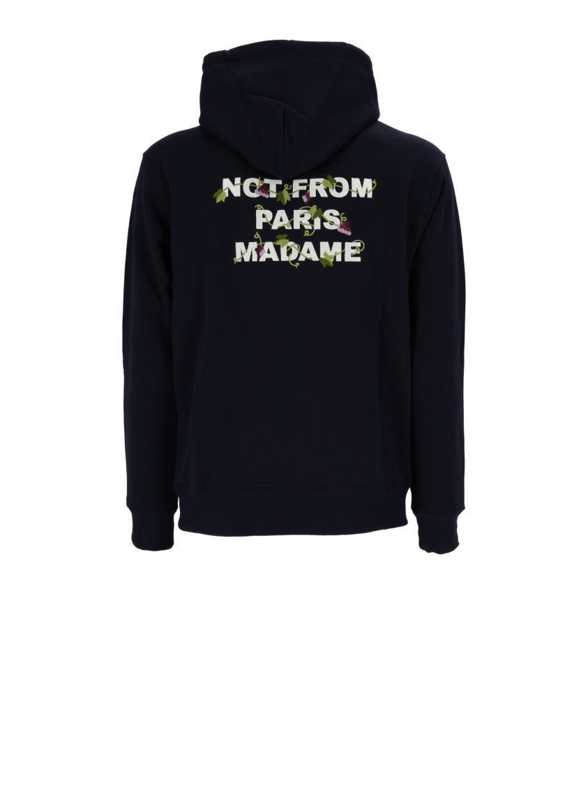 Drôle De Monsieur Navy Vine Embroidered Slogan Hoodie