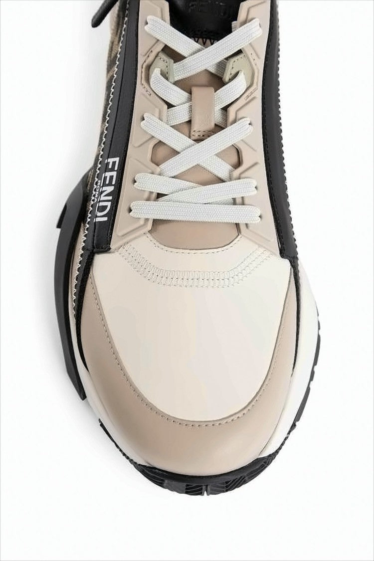 Fendi Sleek Neutrals Sneakers With Signature Monogram Design