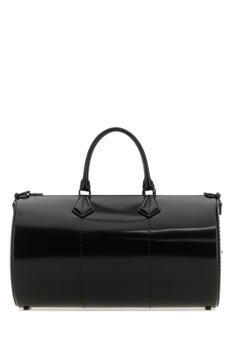 Max Mara Black Leather Brushedrolll Handbag