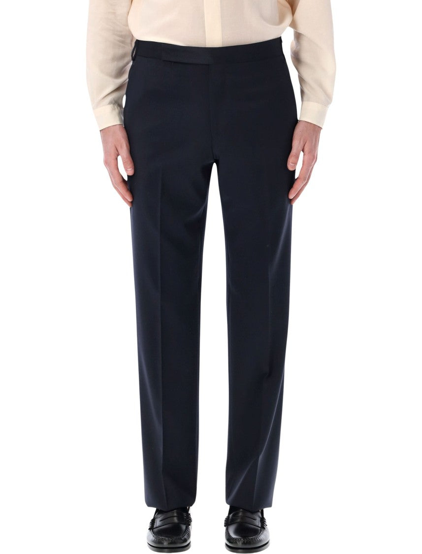 Lardini Crepe Gabardine Tailored Blue Trousers