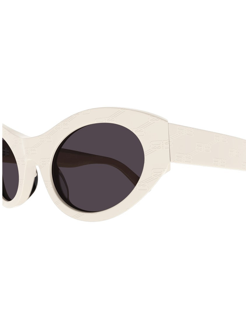 Balenciaga White Bb0250s Cat-Eye Embossed Sunglasses
