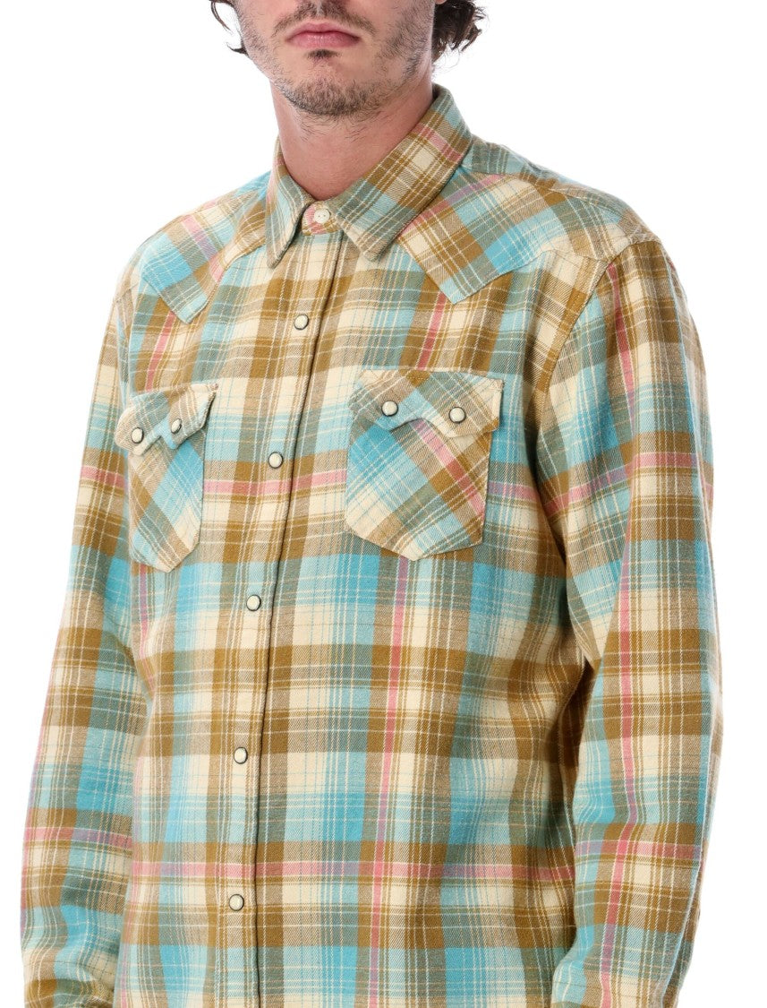 Fortela Josh Plaid Brushed Cotton Flannel Western Casual Shirt
