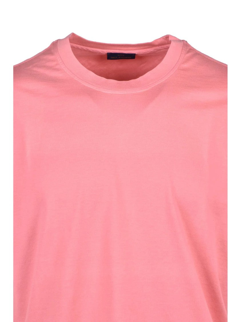 Paul & Shark Pink Smooth Texture Crew Neck Cotton T-Shirt