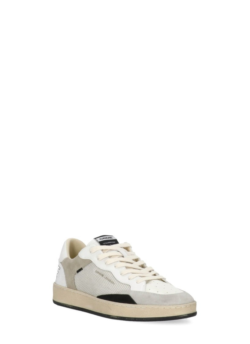 Crime London White Chelsea Used Effect Leather Sneakers