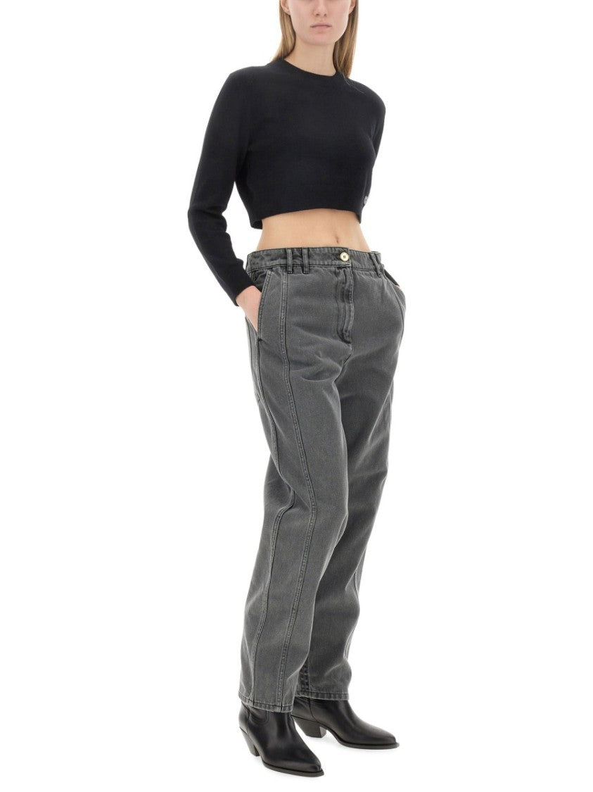 Patou Cropped Black Sweatshirt