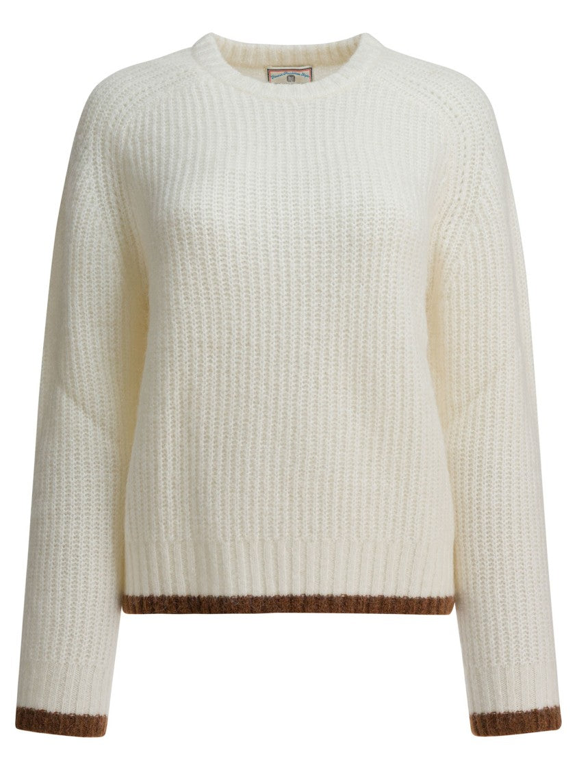 Ines De La Fressange Ribbed Mohair Sweater With Contrast Trim