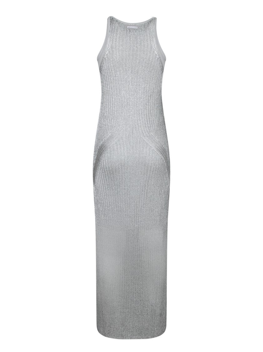 Pinko Form-Fitting Grey Maxi Dress
