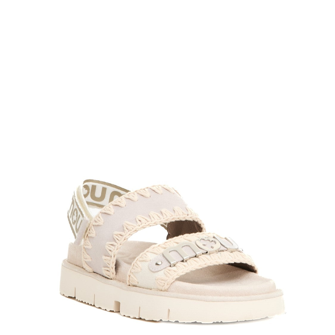 Mou Suede And Canvas Beige Sandals