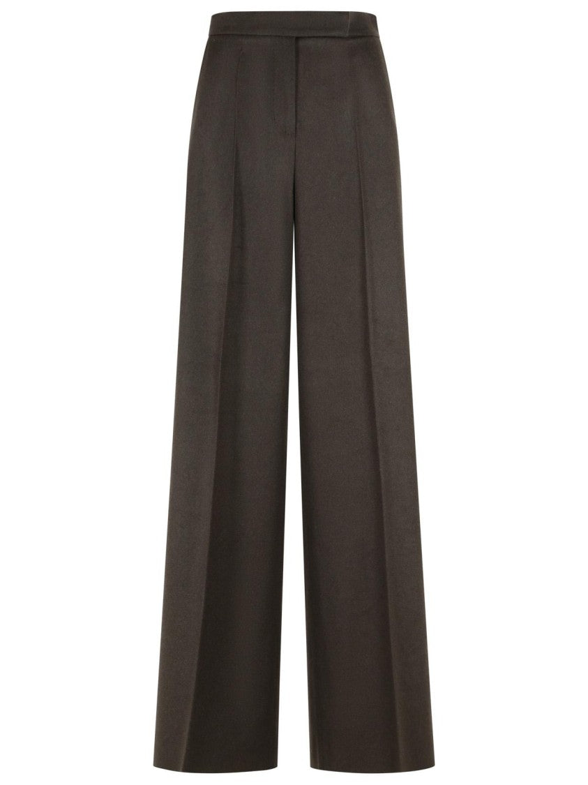 Max Mara Brown Wide-Leg Pants With Bandeau Waistband And Pleated Detail