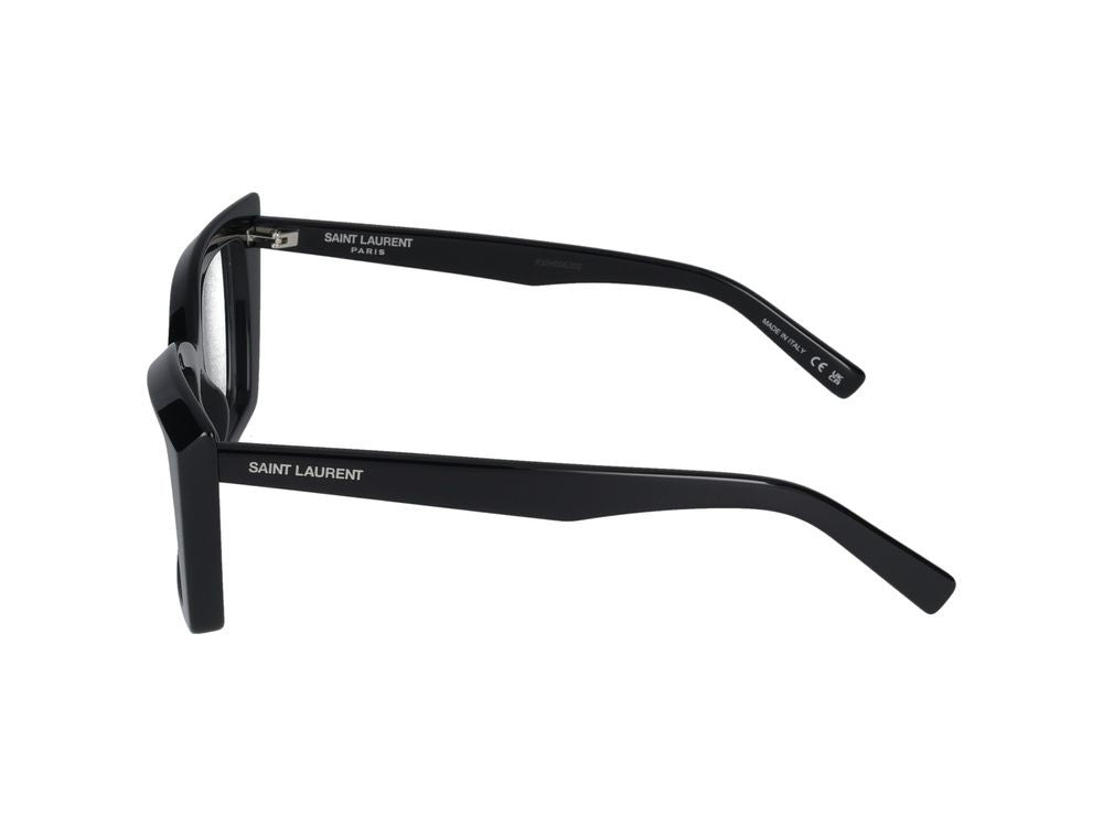 Saint Laurent Black Glossy Finish Oversized Square Eyeglasses