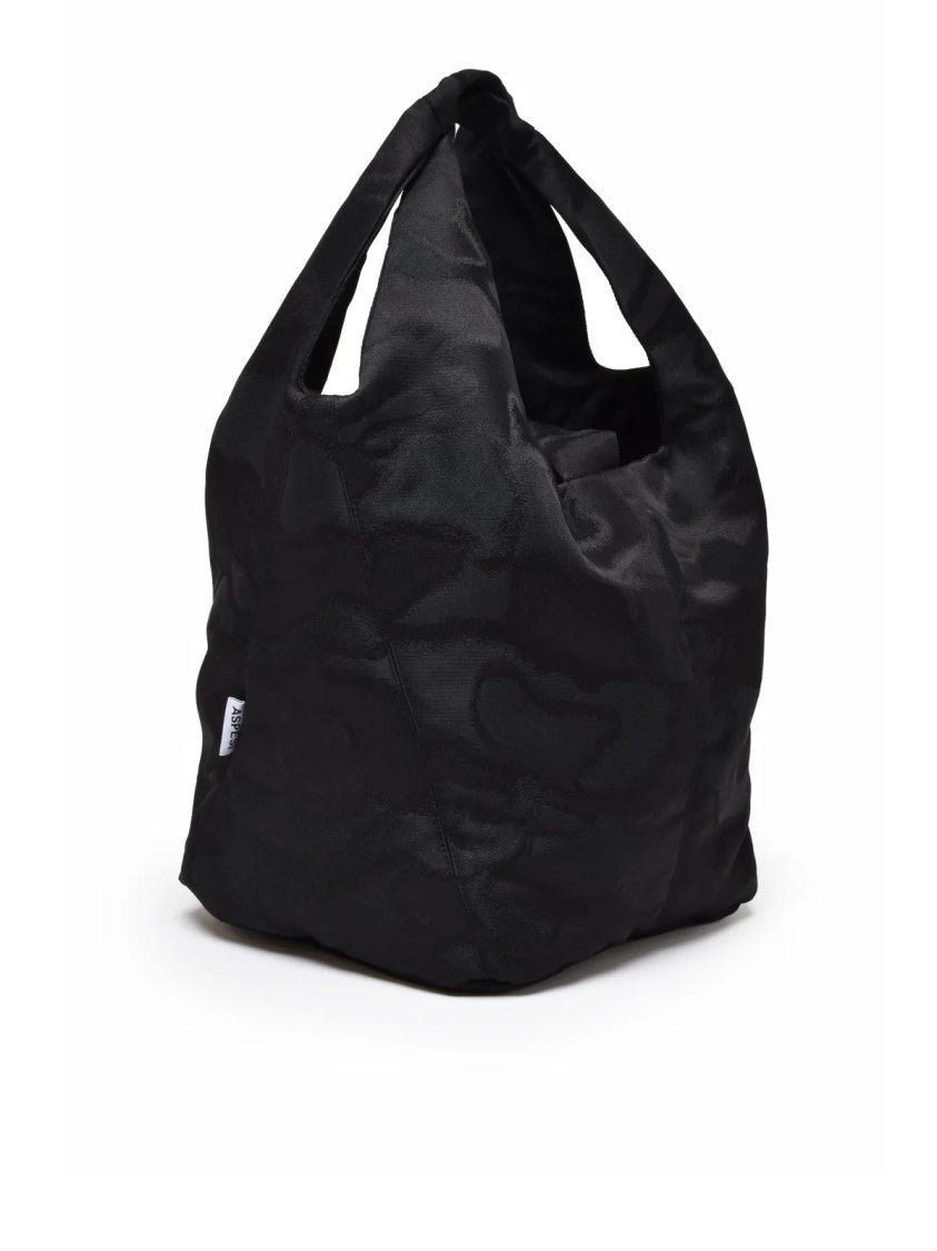 Aspesi Black Compact Drawstring Polyester Tote Bag