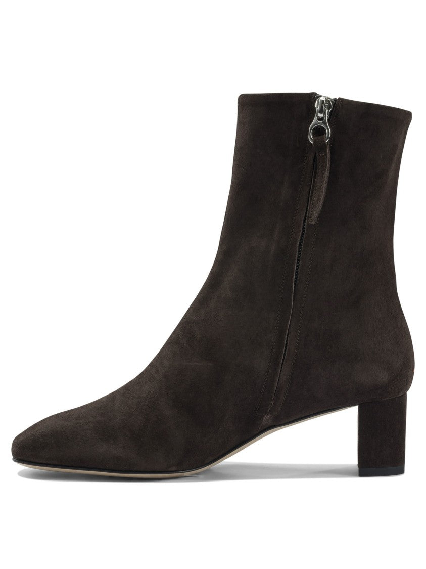 Aeydē Brown Suede Ankle Boots With Square Toe