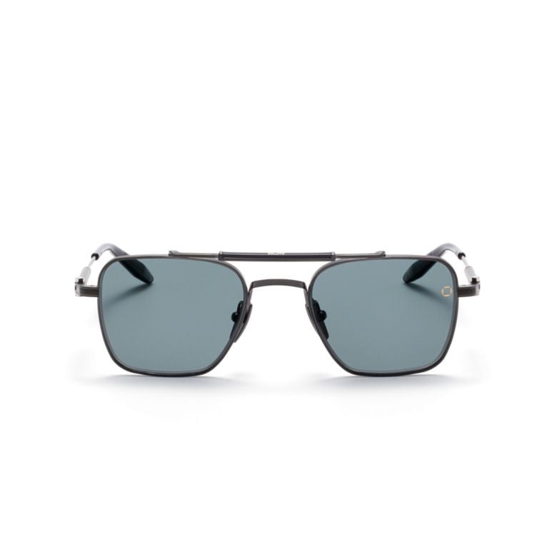 Akoni Europa Metal Frame Sunglasses With Geometric Blue Tints