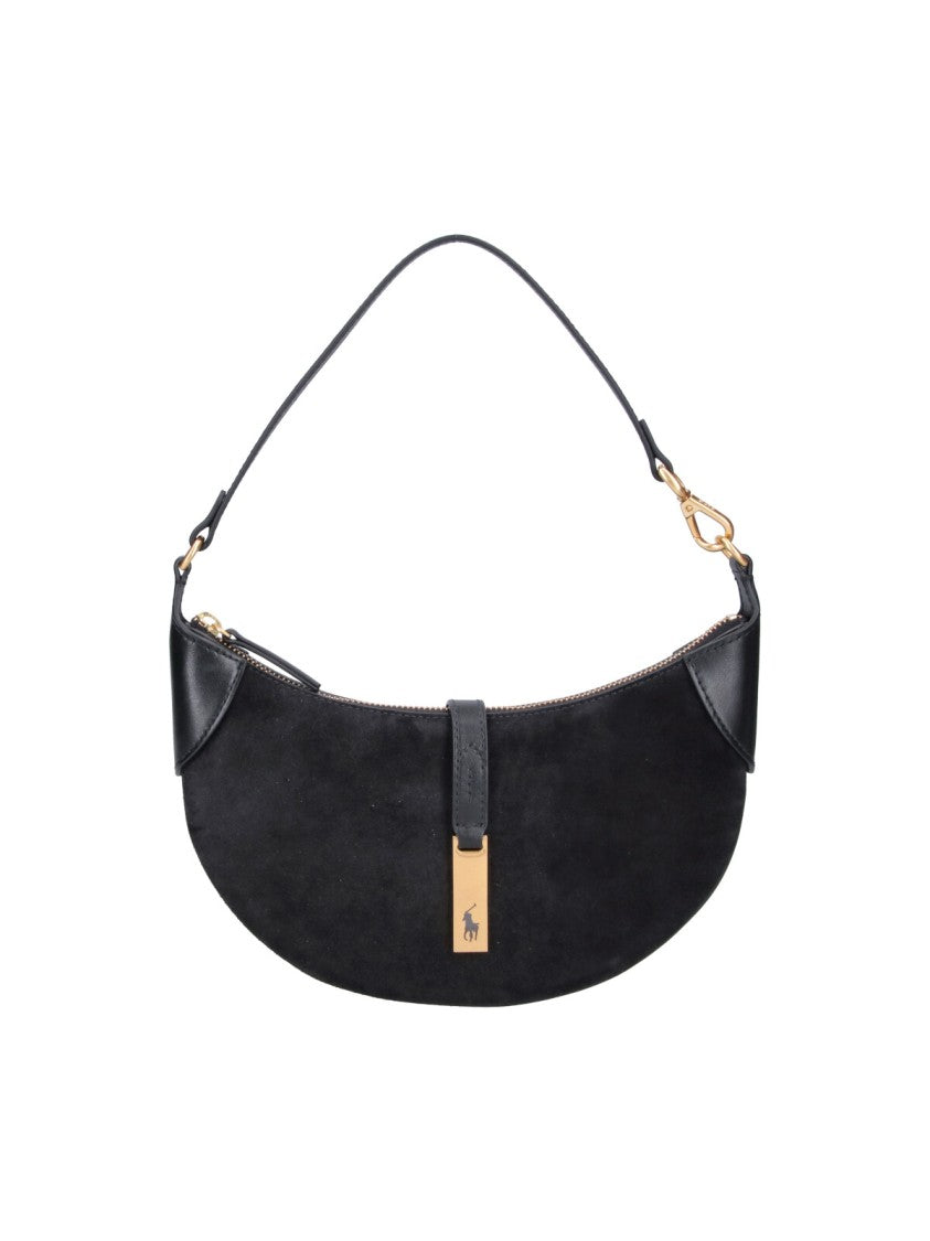 Polo Ralph Lauren Black Polo Id Vachetta Suede Bag