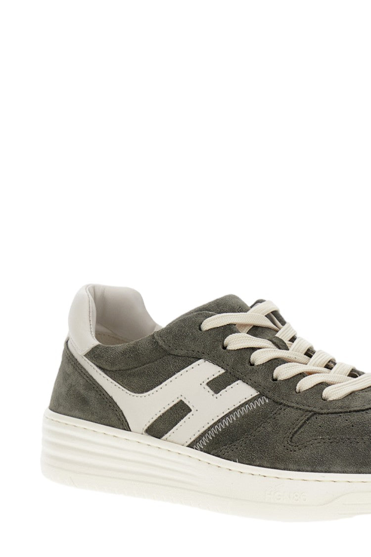 Hogan Low-Top Suede Sneakers With Leather Heel Detail