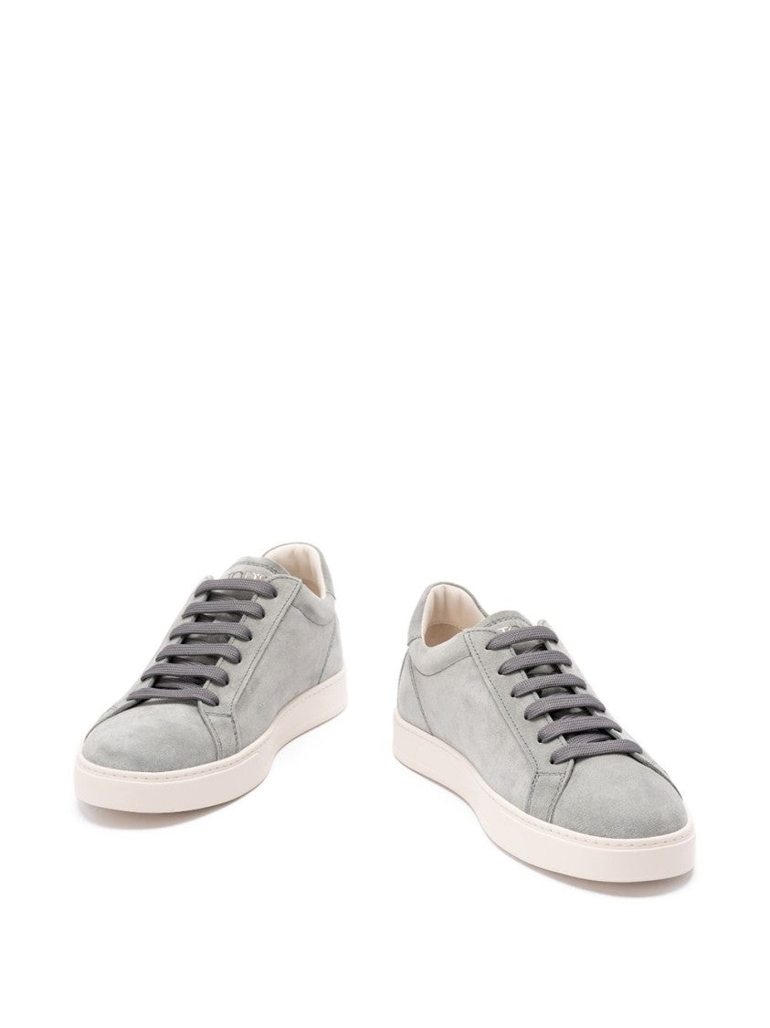 Tod's Grey Suede Low-Top Sneakers With Off-White Sole