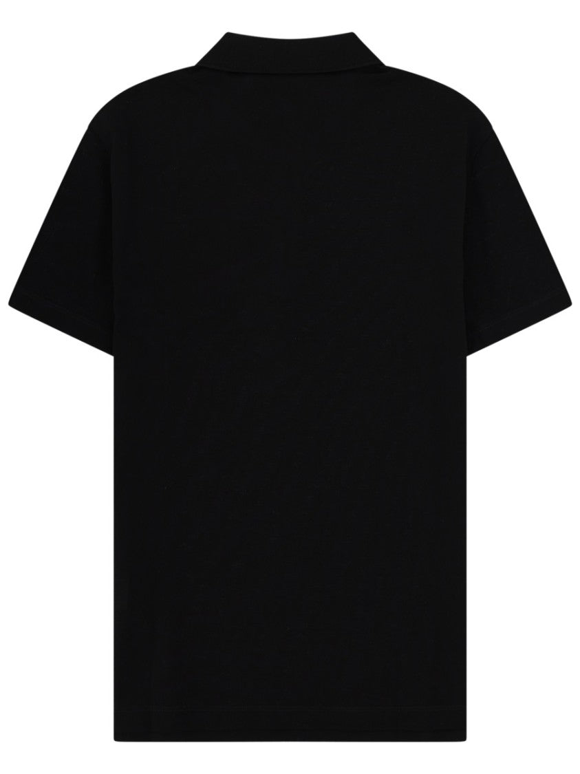 Versace Short-Sleeve Gold Emblem Cotton Polo Shirt