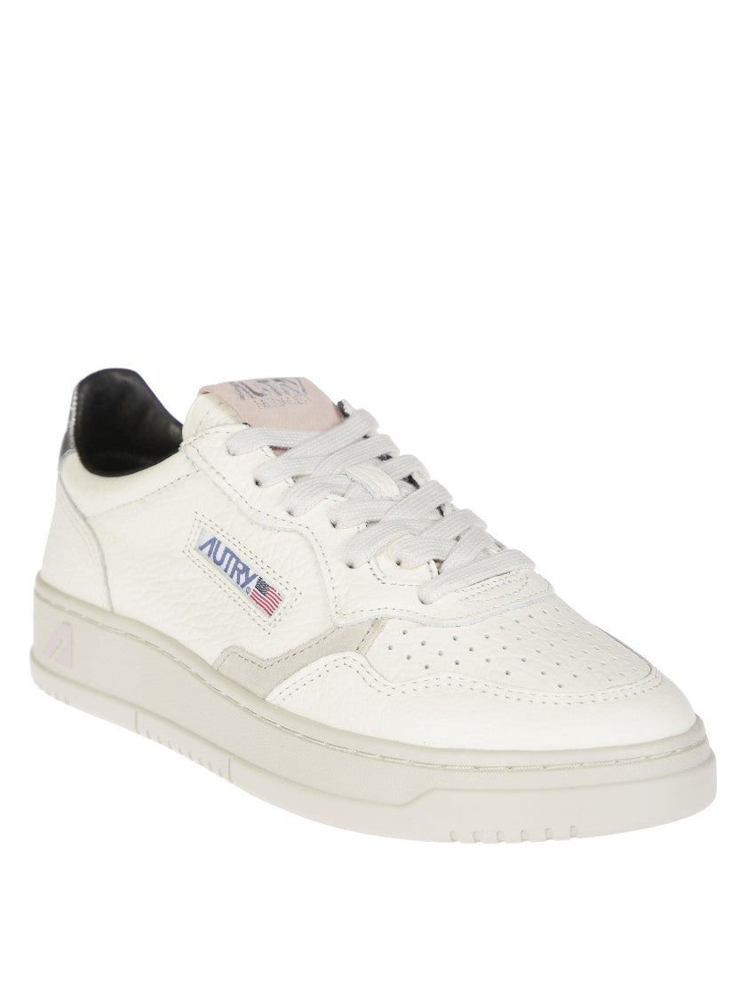 Autry Low-Top Leather Sneakers With Silver Heel