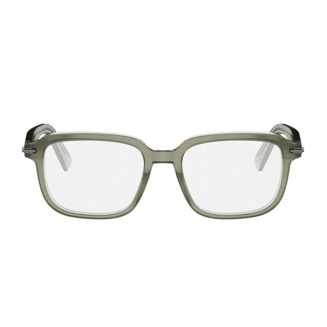 Dior Sage Green Acetate Eyeglasses With Square Contours And Metallic Accents