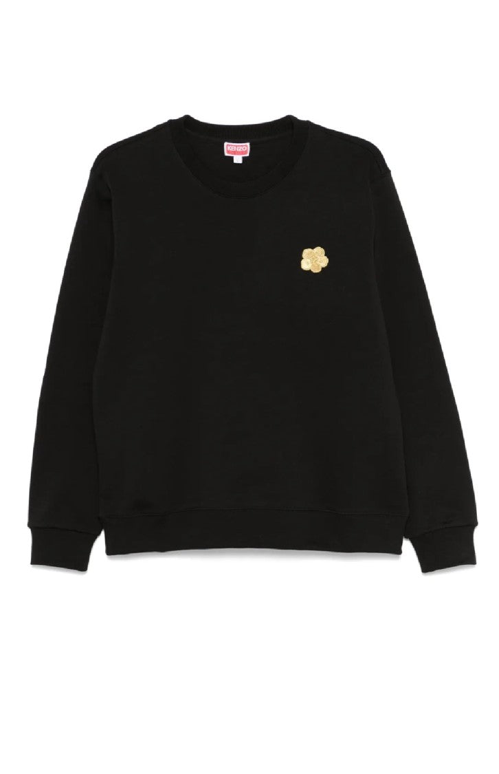 Kenzo Relaxed Black Sweatshirt With Floral Emblem