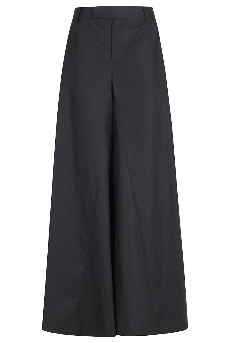 Federica Tosi Black Palazzo Belt-Loops Cotton-Blend Formal Pants