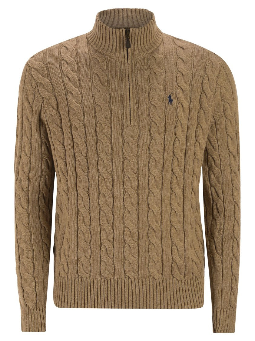 Polo Ralph Lauren Cotton Cable Knit Jumper With Zip Fastening