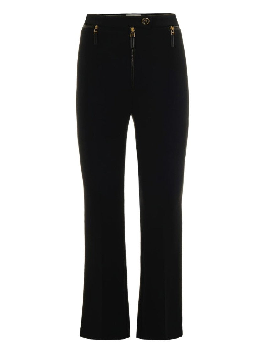 Elisabetta Franchi Straight-Fit Black Trousers With Gold Accents