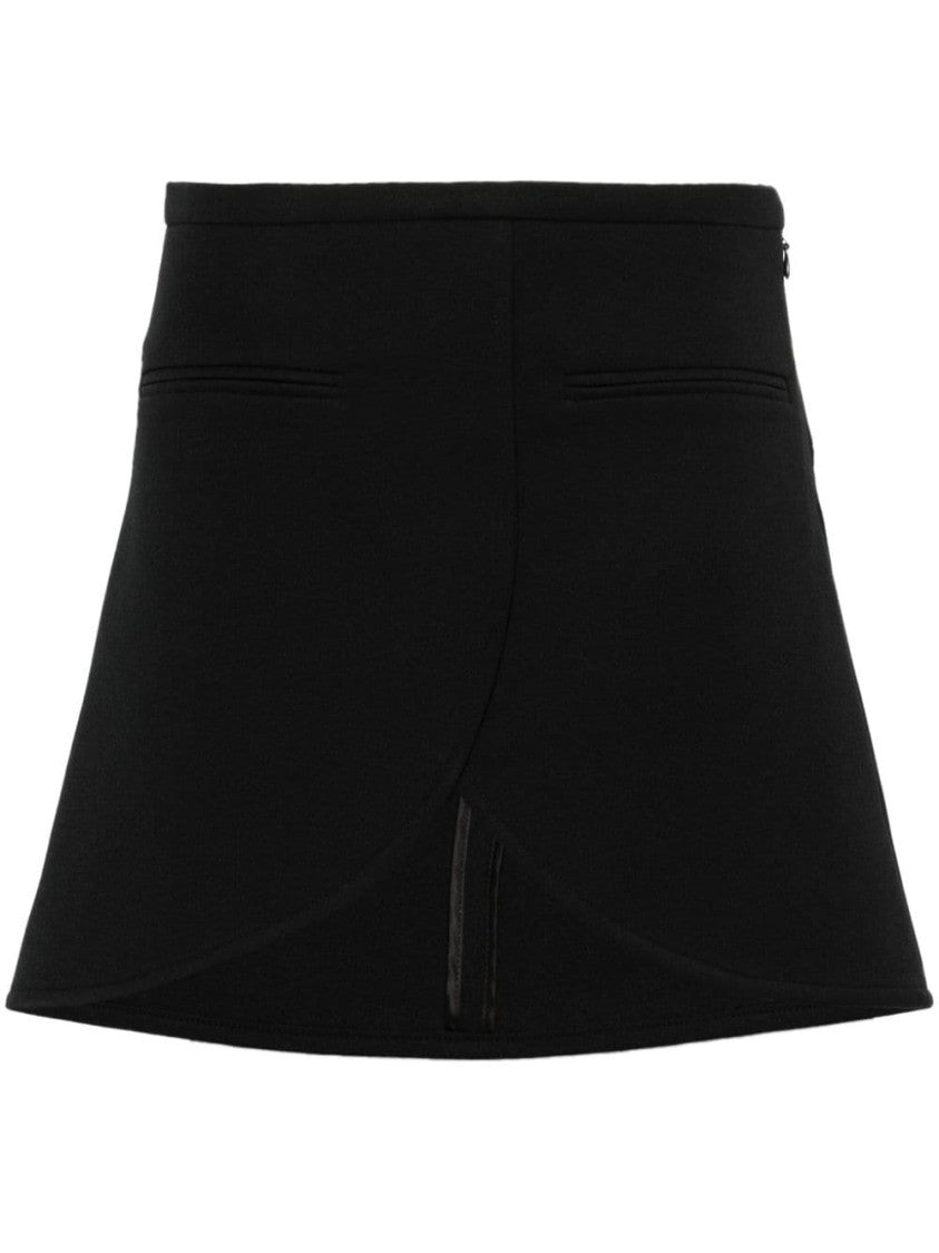 Courrèges Asymmetric Hem Black Twill Weave Skirt