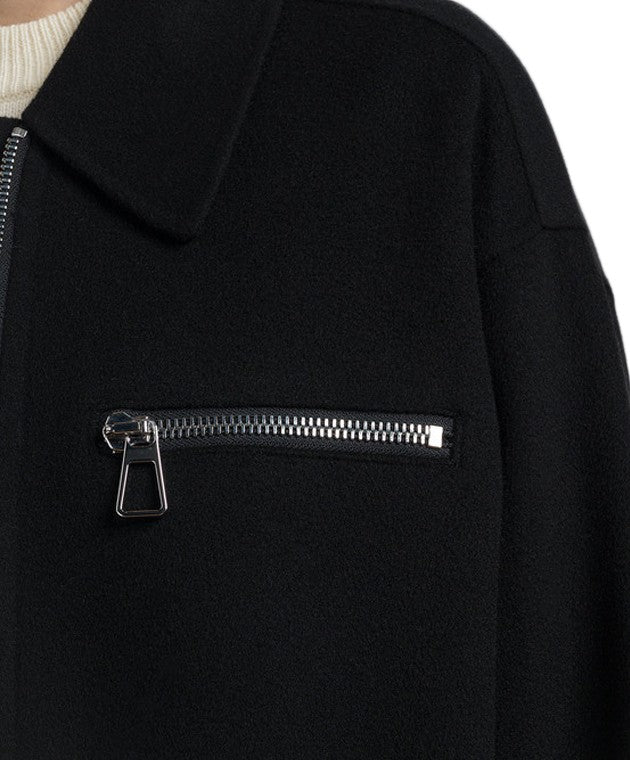 Max Mara Minimalist Black Wool Jacket With Zip Pockets