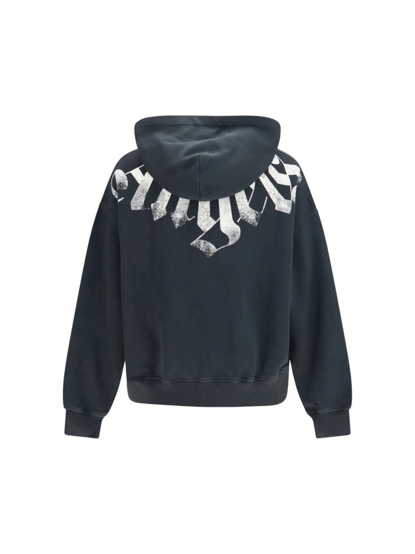 Palm Angels Relaxed Fit Zip-Up Cotton Hoodie
