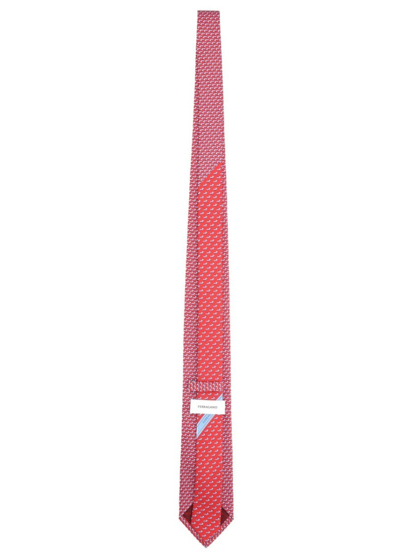 Ferragamo Pointed Tip Textured Italian Silk Tie