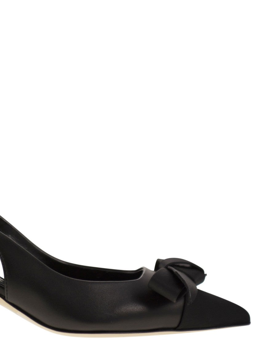 Elisabetta Franchi Nappa Leather Slingback With Satin Bow