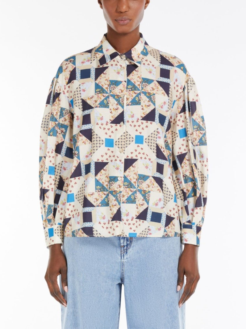 Max Mara Cotton Satin Patchwork Shirt