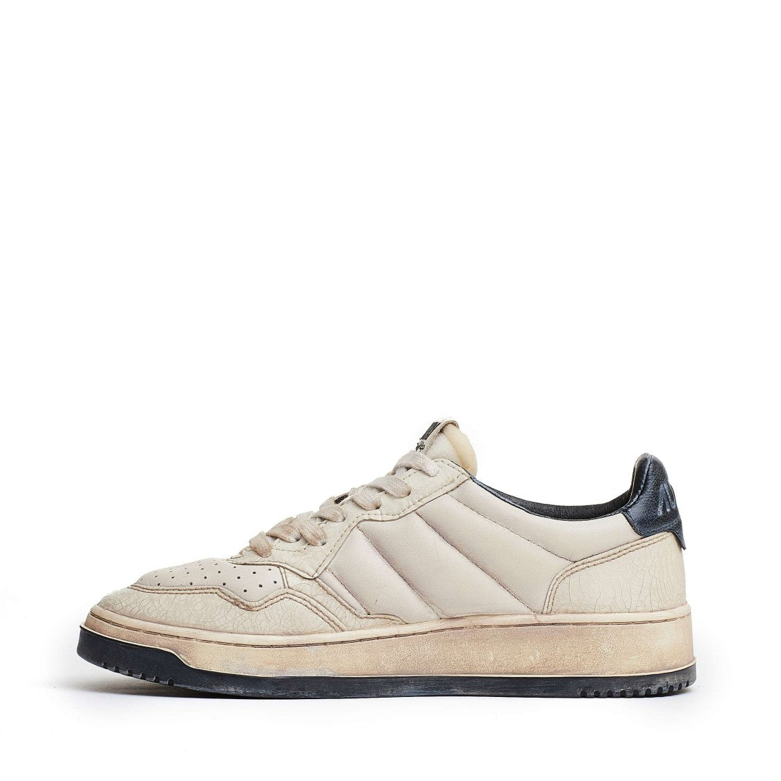 Autry Vintage-Inspired Low Sneakers With Crackle Leather Finish