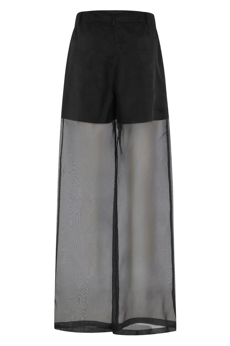Federica Tosi Black Five-Pocket Silk Organza Formal Pants