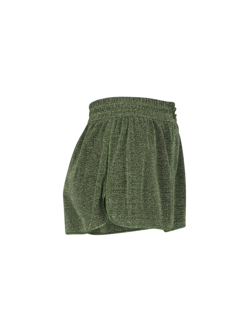 Oséree Green Lumière Semi-Transparent Metallic Shorts