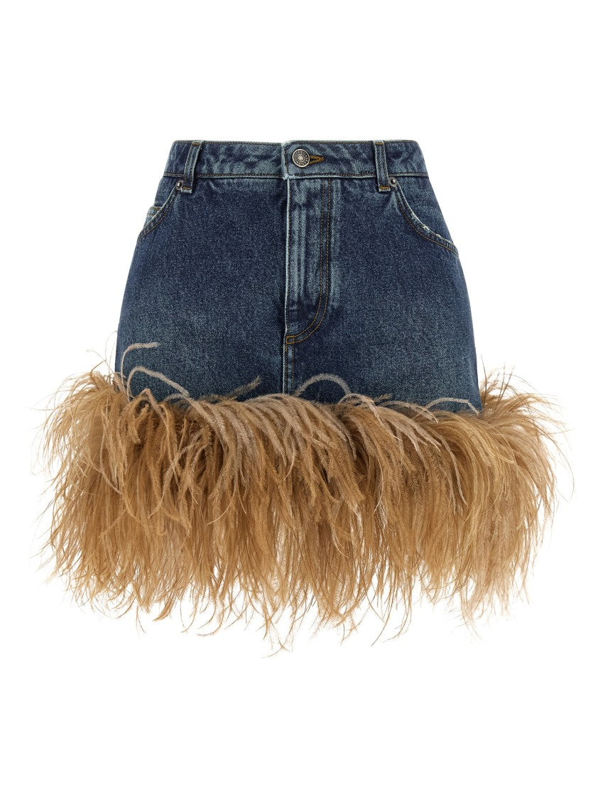 Dolce & Gabbana Feather Denim Skirt