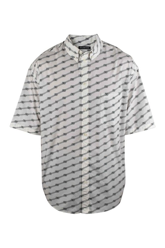 Balenciaga Monogram Pattern White Cotton Shirt