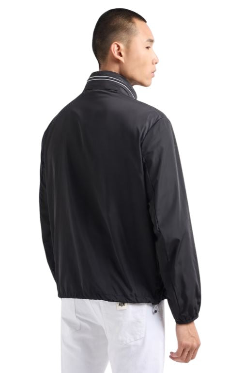 Armani Exchange High Collar Zip-Up Coat With White Accents