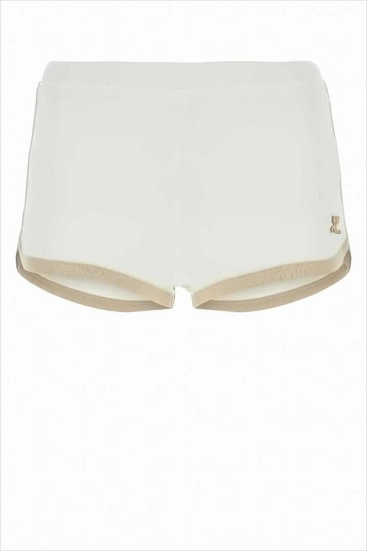 Courrèges Low-Rise White Shorts With Contrasting Hem Trim