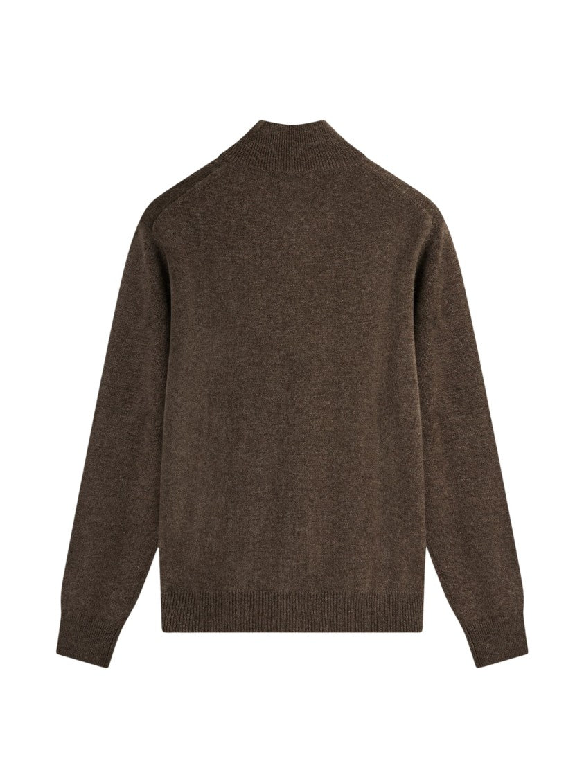 Ballantyne Chocolate Brown Diamond Ombré High-Neck Cashmere Cardigan