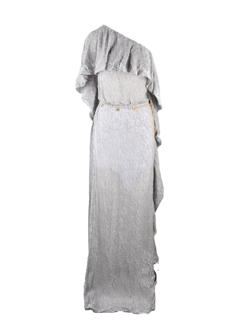 Red Carpet E. Franchi Pearl Grey Viscose Silk Women Long Velvet Dress