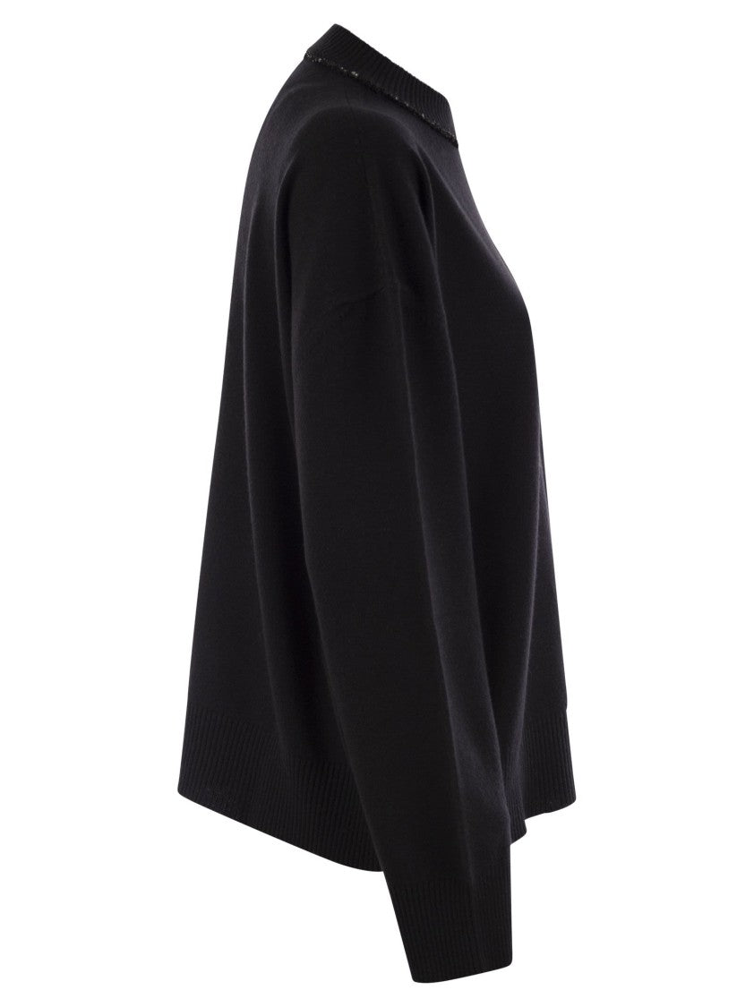 Fabiana Filippi Crew-Neck Sweater With Sequins And Relaxed Fit