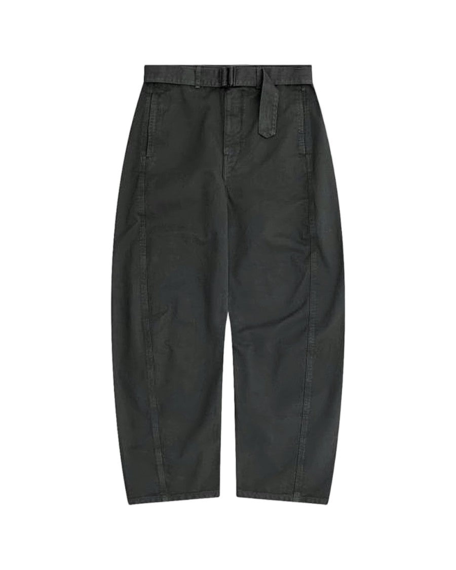 Lemaire High-Waisted Black Denim Pants With Belted Waist