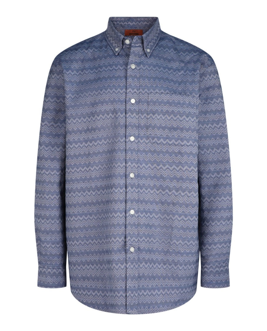 M Missoni Chevron-Pattern Long-Sleeve Button-Down Shirt